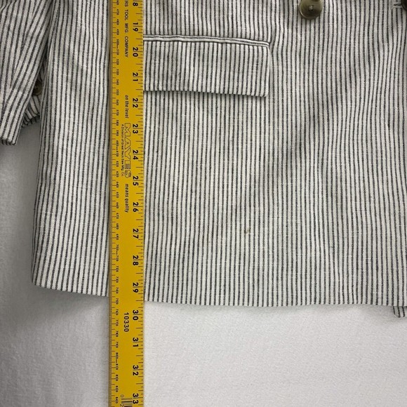 Old Navy Blazer XL Women Gray Pinstripe Double Breasted Linen Blend Business - Picture 12 of 12